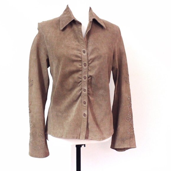Vintage suede snap down Western blouse, SKOTTS SUEDE, Washable, Size M - Picture 1 of 11